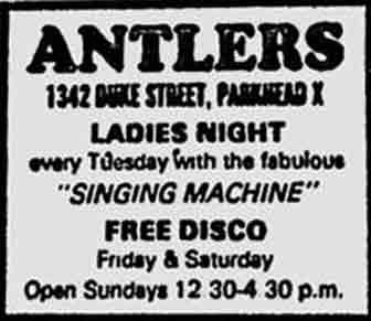Antlers Duke Street ad 1984